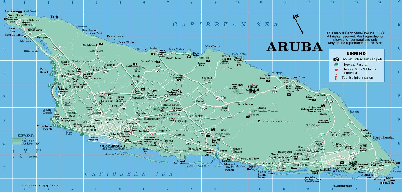 Aruba Cities Map